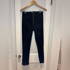 Abercrombie High rise super skinny zip front jeans 4R